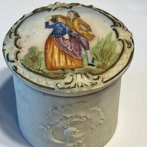Vintage antique Schafer & Vater Trinket Box courting couple fragonard